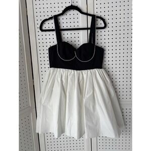 Fleur du Mal Black and White Bustier Dress